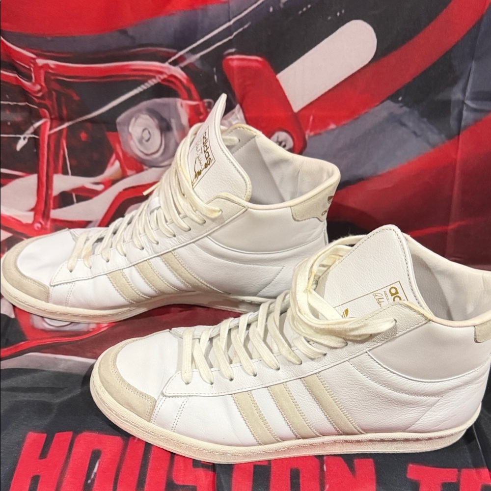 Adidas Men's Cream High-Top Sneakers